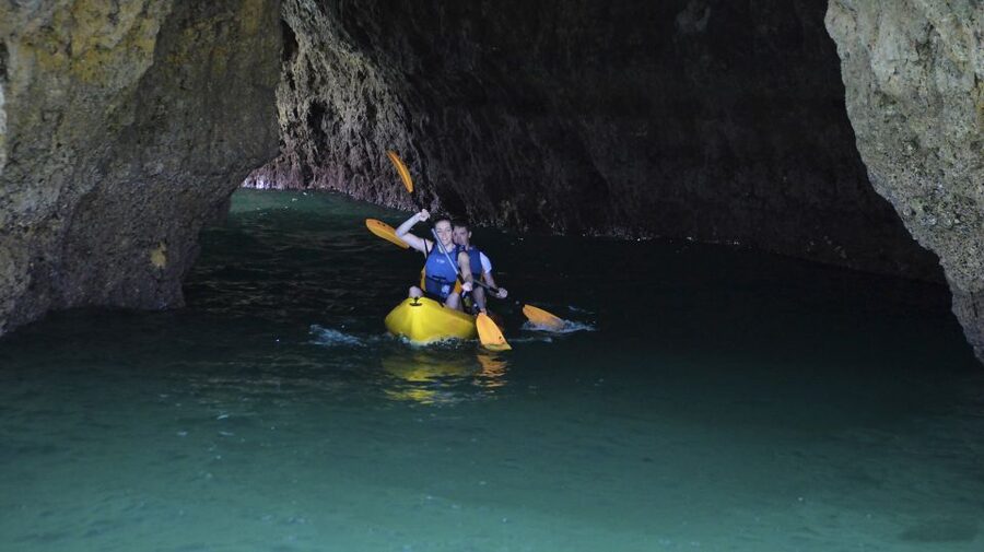 Albufeira: Algarve Kayak and Coastline Tour - Swimming From the Catamaran