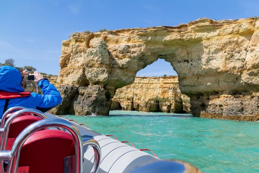 Albufeira: Dolphins, Benagil Caves and Coastline Boat Tour - Searching for dolphins in the open sea