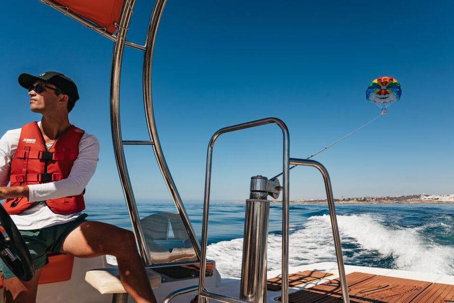 Albufeira: Parasailing Boat Trip - The view from 80 meters above the water