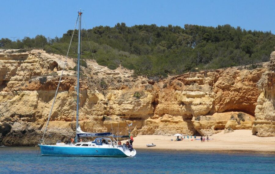 Albufeira: Sailing Boat Cruise BBQ & Open Bar on the Beach - Seeing Benagil without going inside