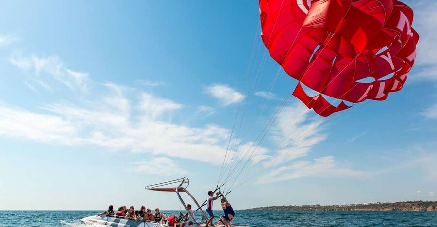 Albufeira: Single, Double or Triple Parasailing Tour - What the launch feels like