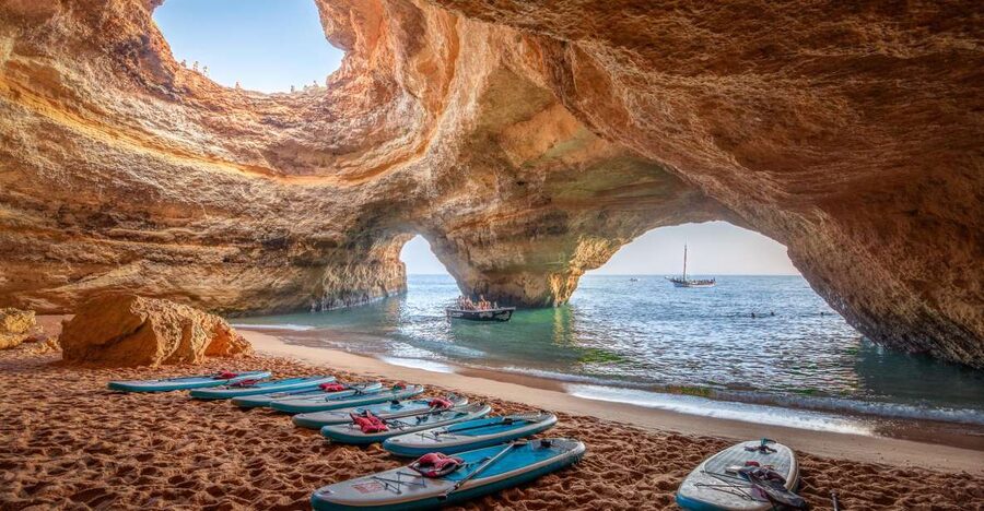 Algarve: Benagil Caves SUP Tour since 2016 - Exploring smaller caves before Benagil