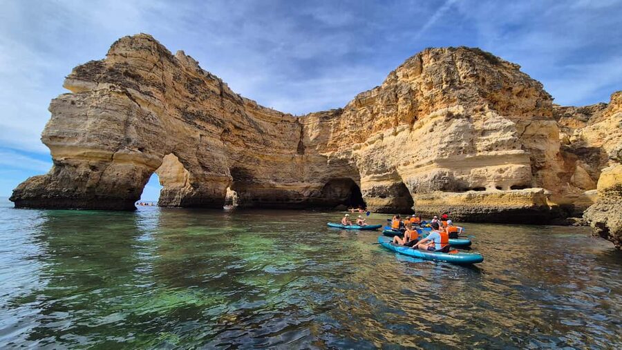 Benagil: Caves, Beaches, and Secret Spots Guided Kayak Tour - Benagil Beach and the first paddle