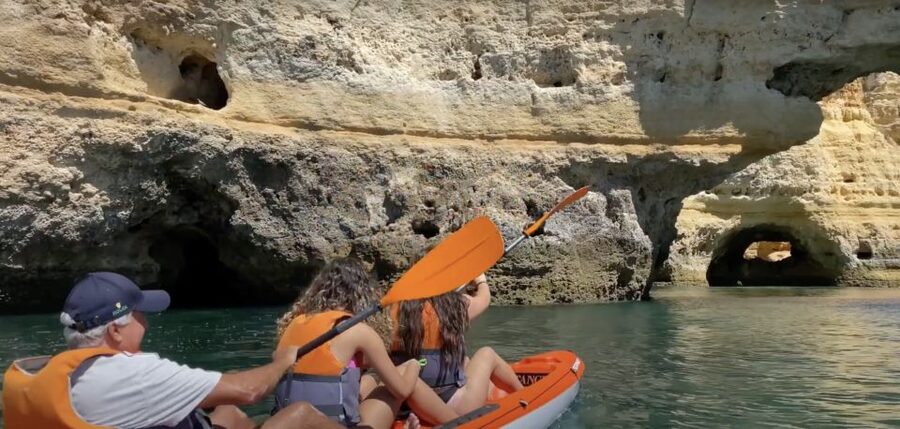 Benagil: Caves, Coves & Secret Beaches Guided Kayaking Tour - Reaching Praia da Marinha