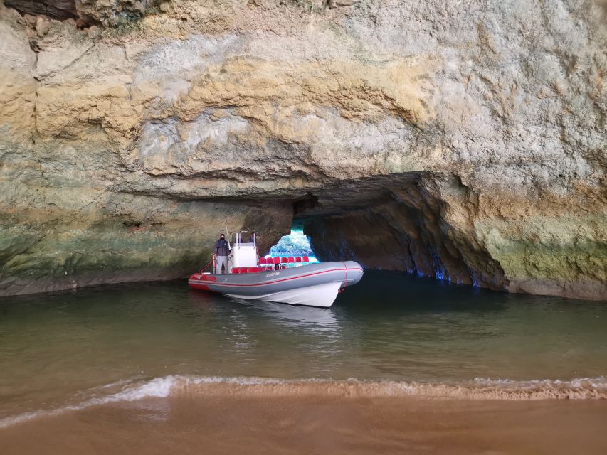 From Albufeira: Benagil Caves and Dolphins Guided Boat Tour - From Albufeira Marina toward the Benagil coast