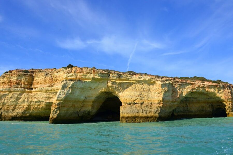 From Albufeira: Benagil Hidden Caves Tour by Kayak - Seeing Benagil Cave from the catamaran