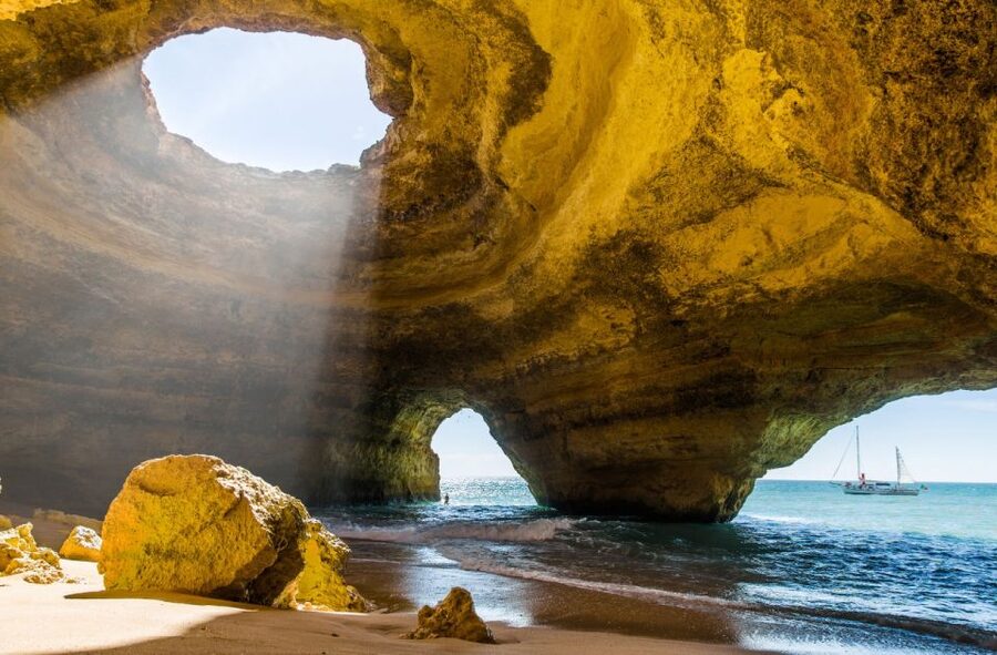 From Portimão: Benagil Sea Caves Boat Tour at Sunrise - Entering Benagil Cave by RIB