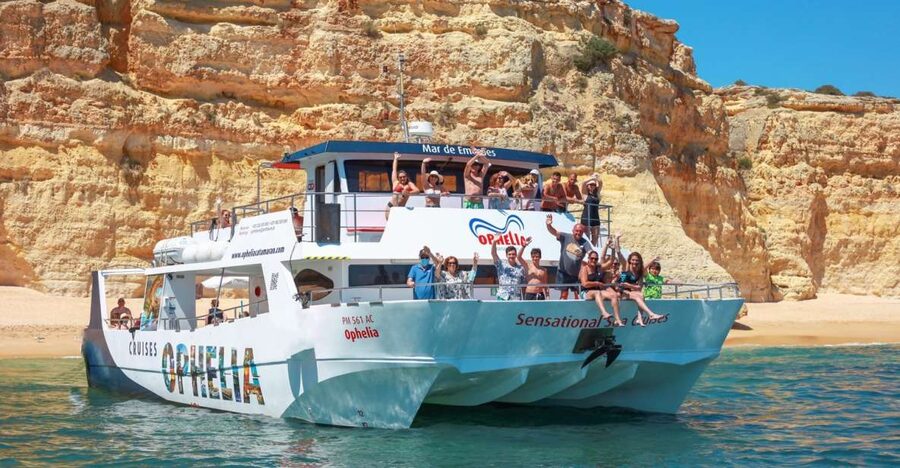 From Portimão: Catamaran Cruise to Benagil Caves with BBQ - Setting out from Portimão and passing Ferragudo