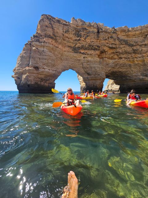 Lagoa: Benagil Cave and Marinha Beach Guided Kayaking Tour - Paddling beside the Algarve cliffs