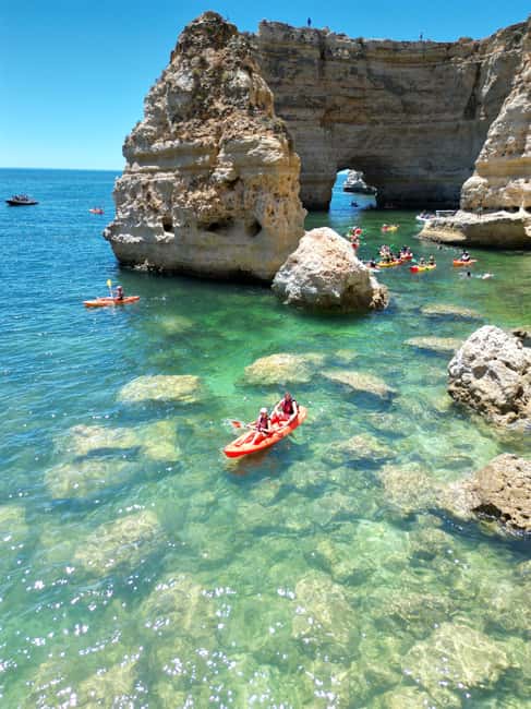 Lagoa: Benagil Caves and Wild Beaches Tour with Local Guide - Along the cliffs toward Benagil Cave