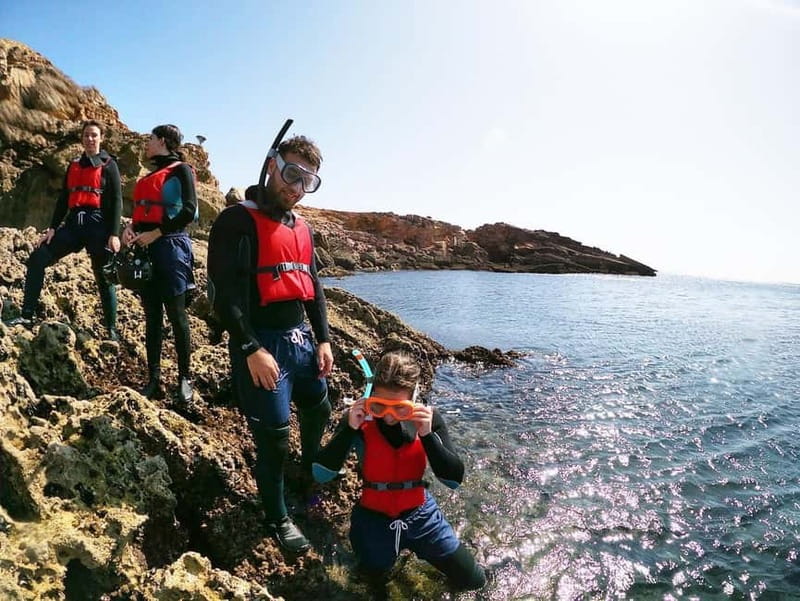 Lagos: Algarve Coasteering and Snorkeling Adventure - A short safety briefing at Ingrina Beach