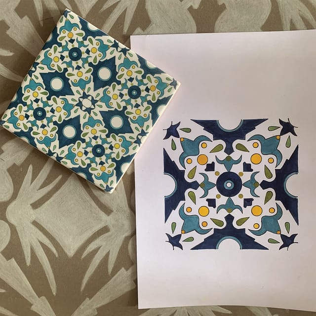 Lisbon: Azulejos' Design Create Your Own Tile Workshop - How the paper design becomes a ceramic tile