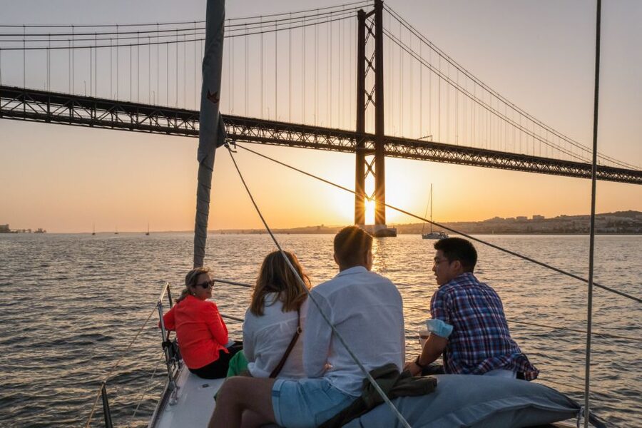 Lisbon: Daytime/Sunset/Night City Sailboat Tour with Drink - Turning toward Commerce Square and old Lisbon