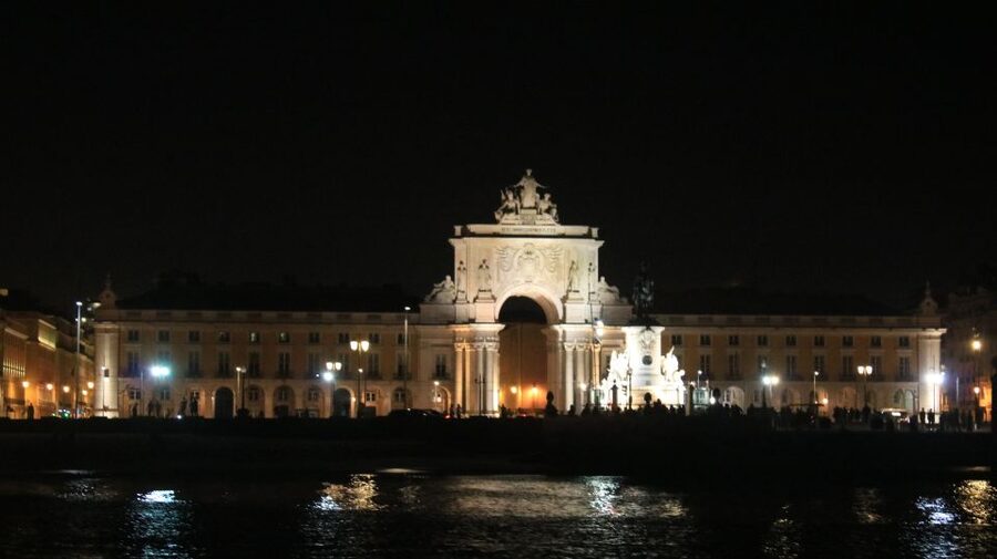 Lisbon: Luxury Sailboat Cruise at Night - Time Out Market and the city center from the water
