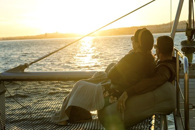 Lisbon: Sunset Catamaran Boat Tour with Music and Drinks - Belém Tower from the river