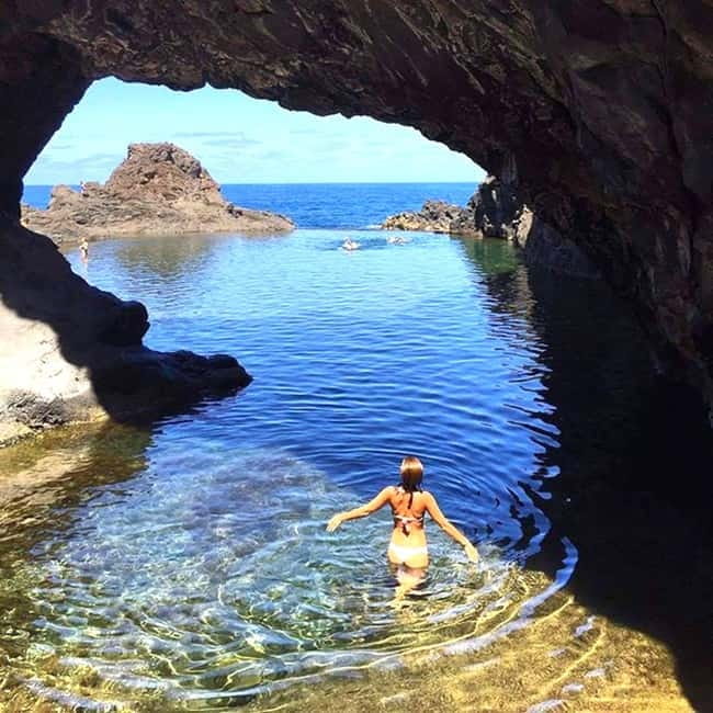 Madeira: Skywalk, Porto Moniz, Seixal, and Fanal 4WD Tour - Poças das Lesmas shows Madeira’s lava coast