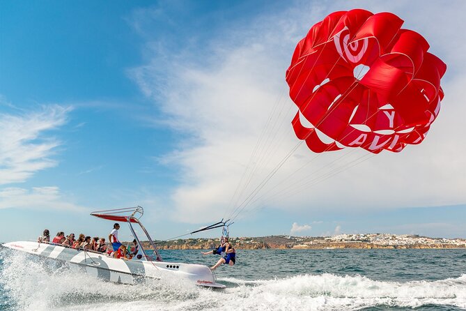 Parasailing from Albufeira Marina by Boat - My call: book it if you want a short flight with coastal views