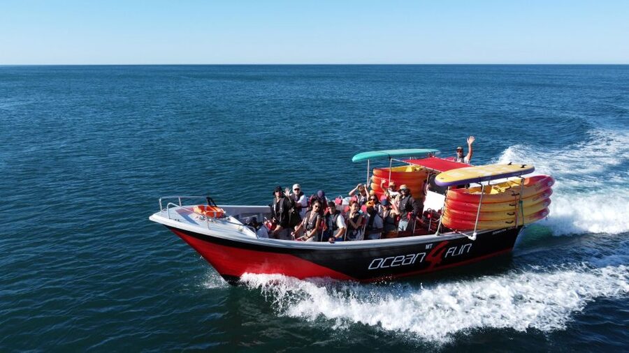 Portimão: Benagil Caves Speedboat and Kayak Guided Tour - Leaving Portimão Marina for the Algarve Coast