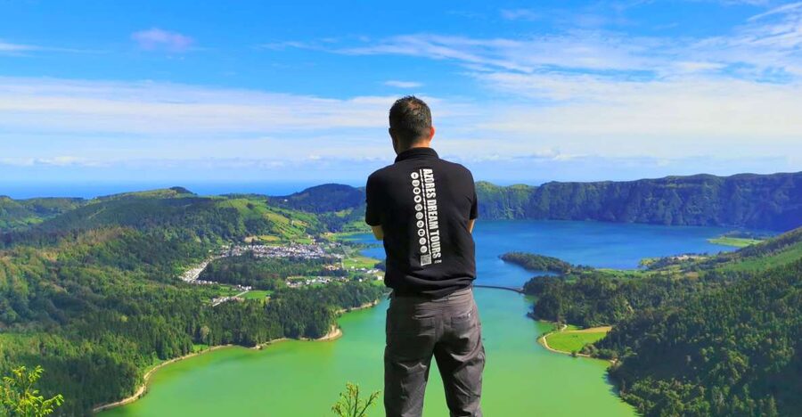 São Miguel West: Sete Cidades and Fogo Tour with Lunch - A volcanic crater seen from several angles